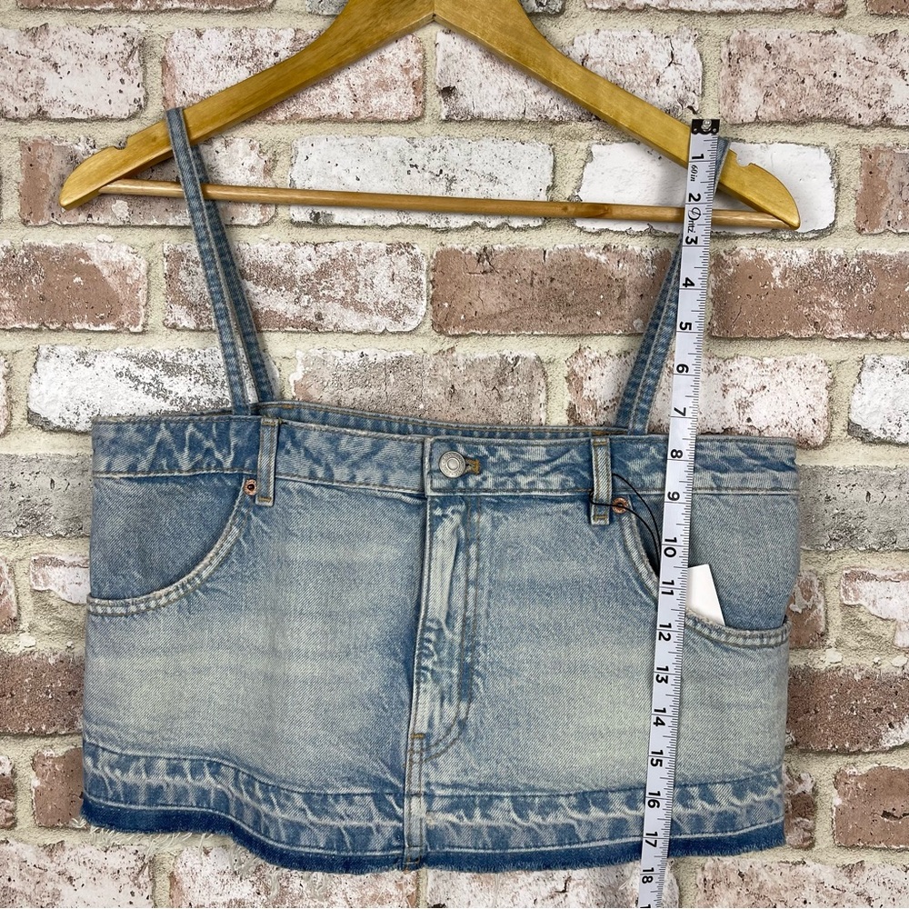 Zara Denim Shirt Crop Top Women’s Size Medium NEW with Tags - Picture 6 of 8